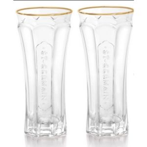 St. Germain French Pilsner Beer Cocktail Highball Glass Gold Rim set of 2